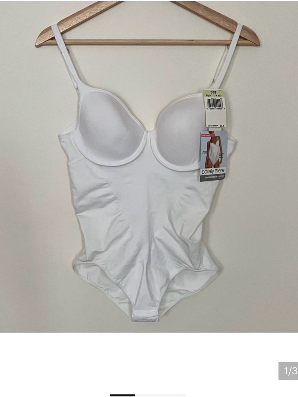 Barely There • 38B • Comfortable Curves Firm Control White Shaping Bodysuit